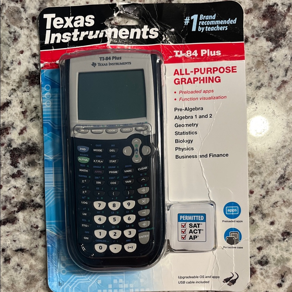 Texas Instruments TI-84 Plus Graphing Calculator - Black and Blue